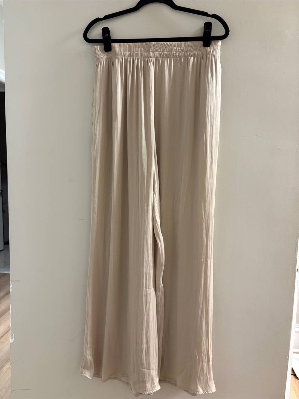 Zara Beige Wide-Leg Women's Pants - Comfortable Elastic Waist